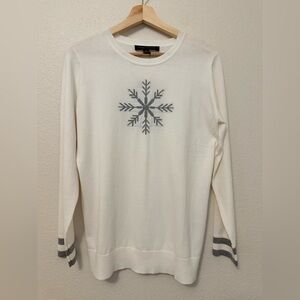Tommy Hilfiger Snowflake Sweater Womens M Ivory Ivy Silver Shimmer NWT